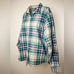 Riders by Lee Plaid Flannel Button Up Pink/Teal/Purple Good Condition XXXL